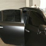 Matte black wrap in progress