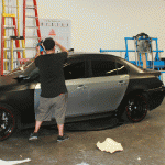 Matte black wrap in progress